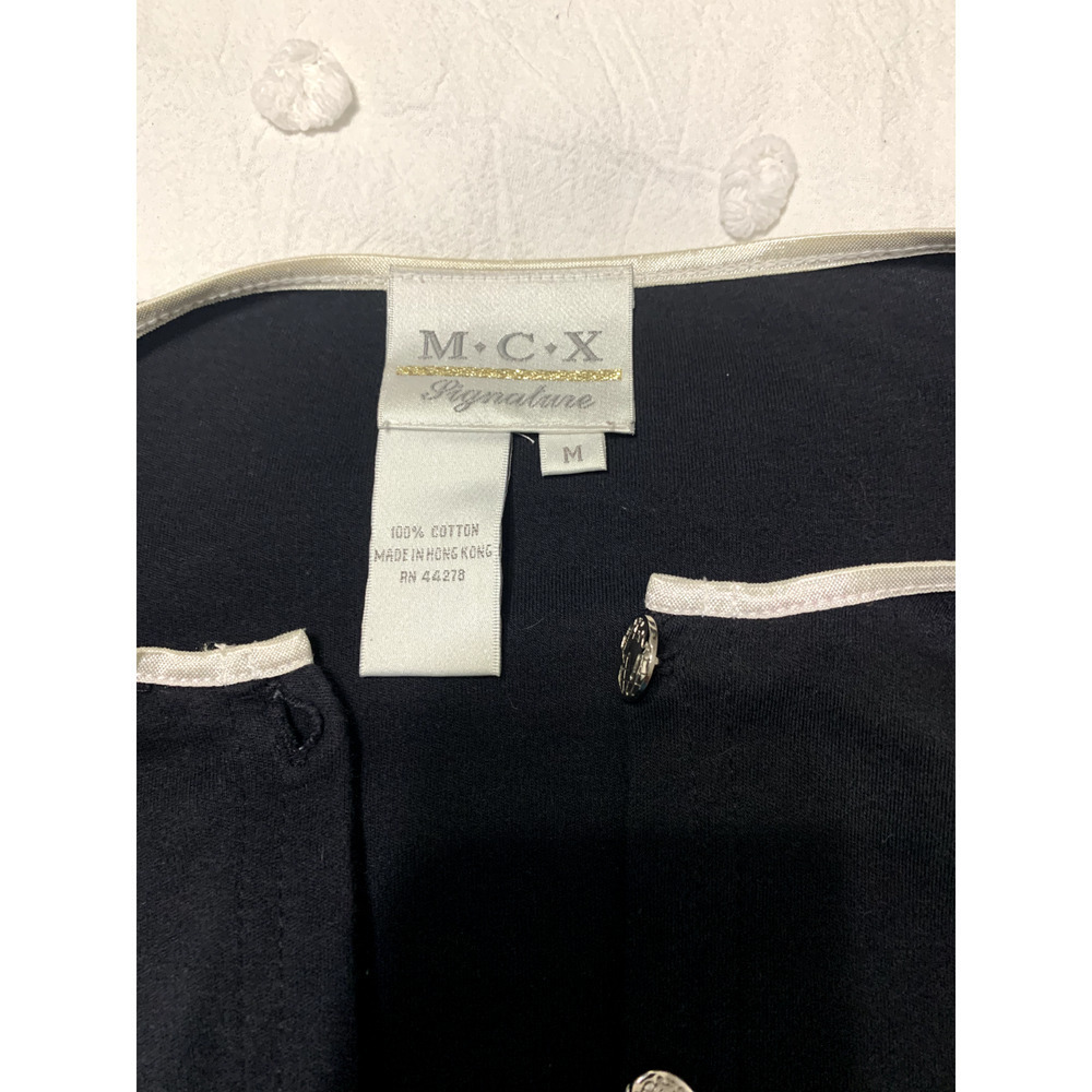 MCX Signature Cardigan Women Medium Button Up Black Embroidered Artsy Vacation - Picture 8 of 11